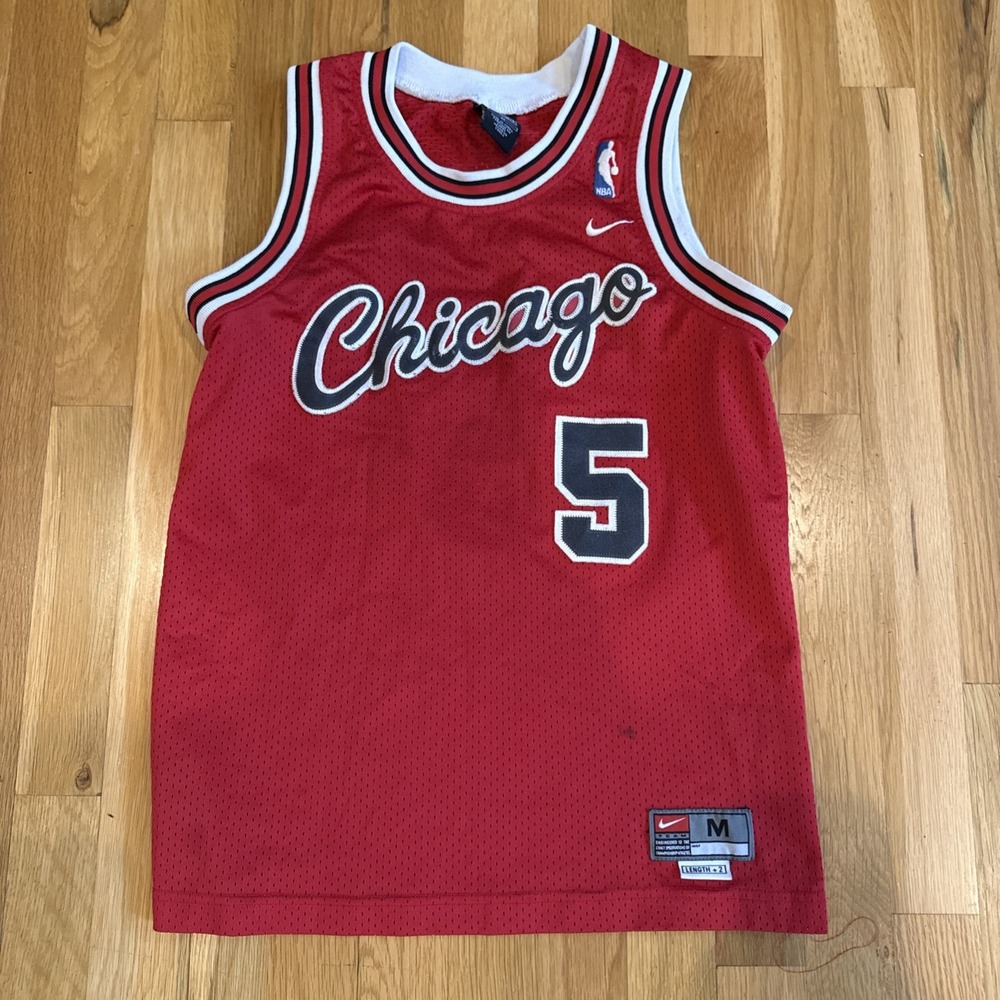2002 Vintage Jalen Rose Bulls Jersey Size YM Red Black